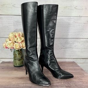 JOHNSTON & MURPHY Tall Leather Pointy Kitten Boot